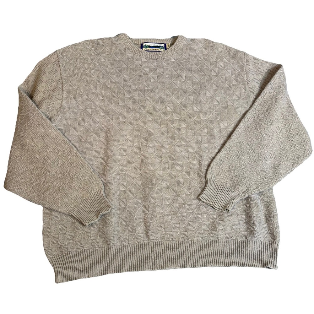 Shenandoah Vintage Beige Knit Textured Sweater XXLT Classic Casual Preppy Golf